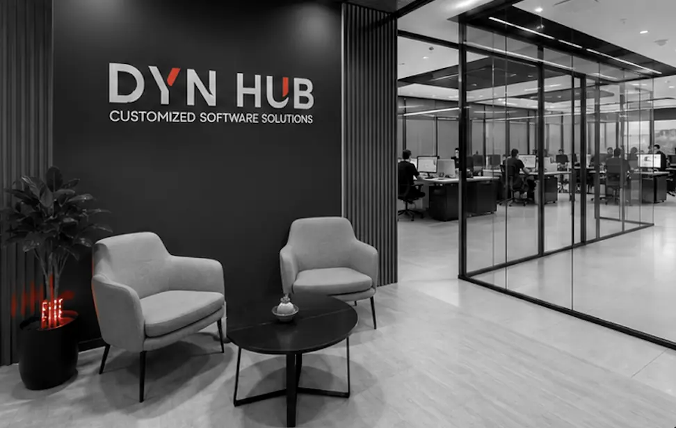 Recepción de las oficinas de DYN HUB en Oviedo